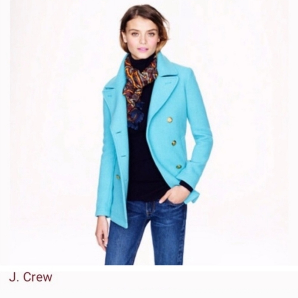 JCREW Stadium Cloth by Nello Gori Tiffany blue classic peacoat Size 2